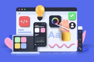 Modern 3d illustration of Ui Design concept